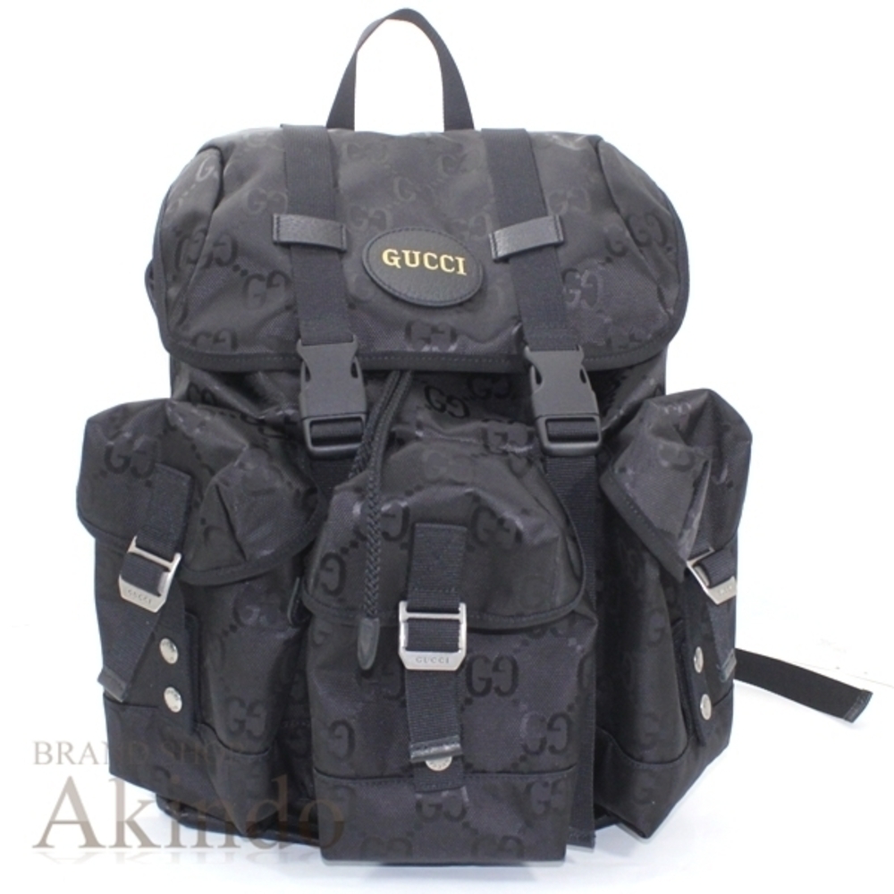 Gucci Beige the Grid Backpack Black GG Canvas